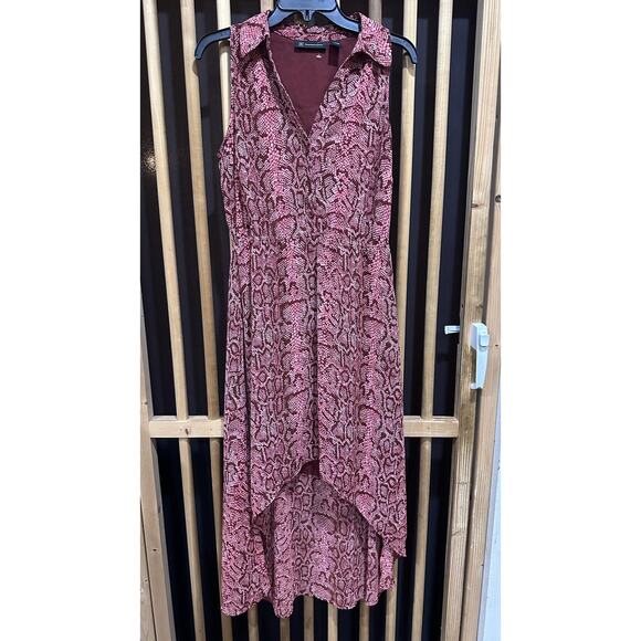 INC International Concepts Dress Womens Size M Red Pink Snake Print Hi Low Hem - Picture 1 of 5